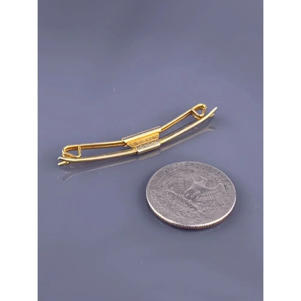 Y Wishbone Ends Gold Plated Tie Collar Bar Formal Simple Swank 2” Vintage